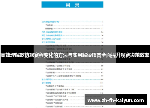 高效理解欧协联赛程变化的方法与实用解读指南全面提升观赛决策效率